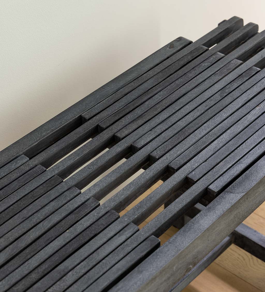 Extendable Slatted Charcoal Mango Wood Bench