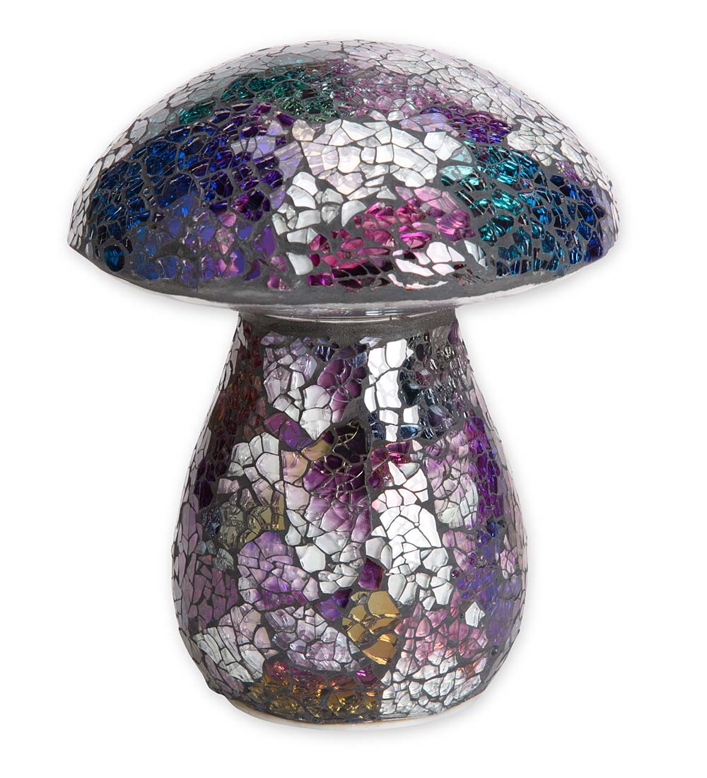 Glass Mosaic Mushroom Lighted Garden Statue swatch image