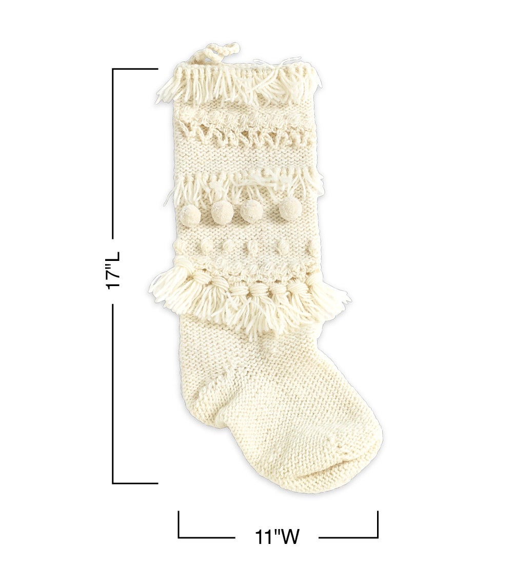 Chunky Knit Wool Christmas Stockings - Red Tassel | VivaTerra