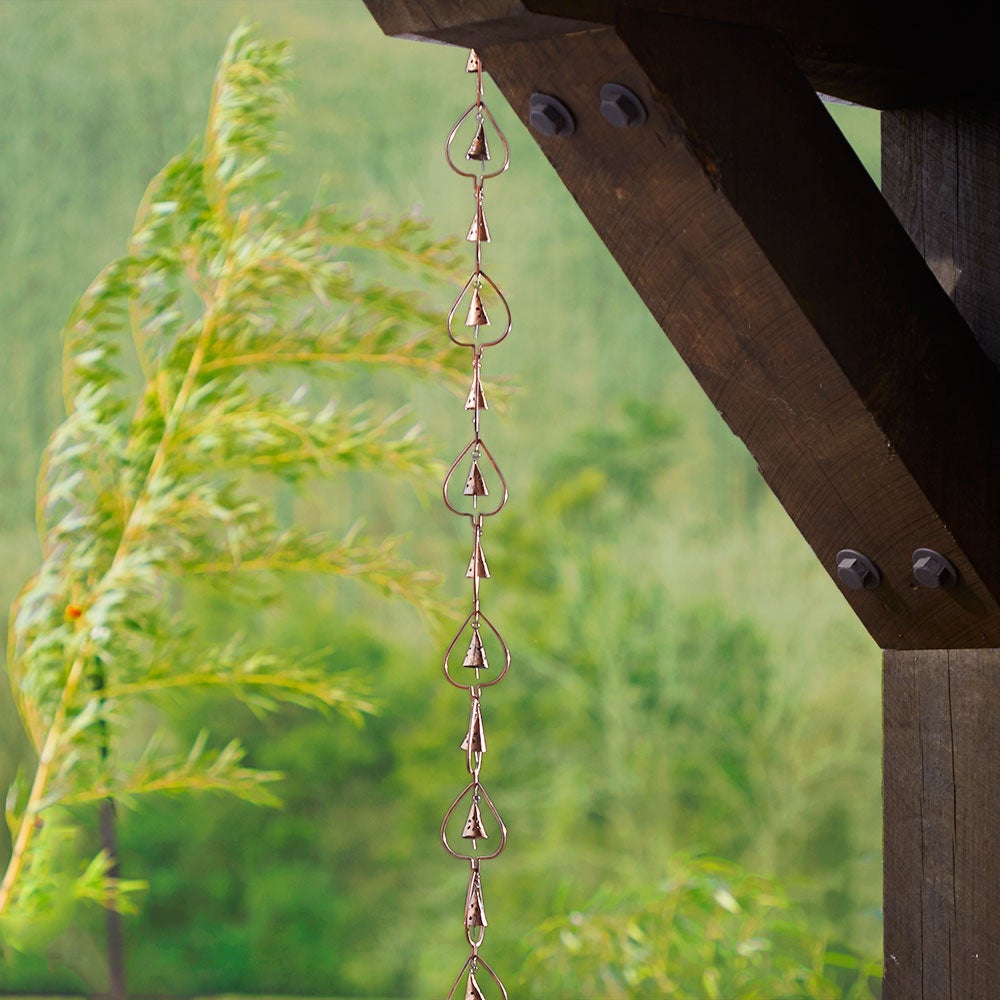 Aspen Leaf Bell Rain Chain and Receptacle