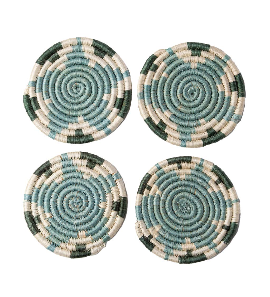 Rwandan Woven Coasters Blue, Set of 4 swatch image