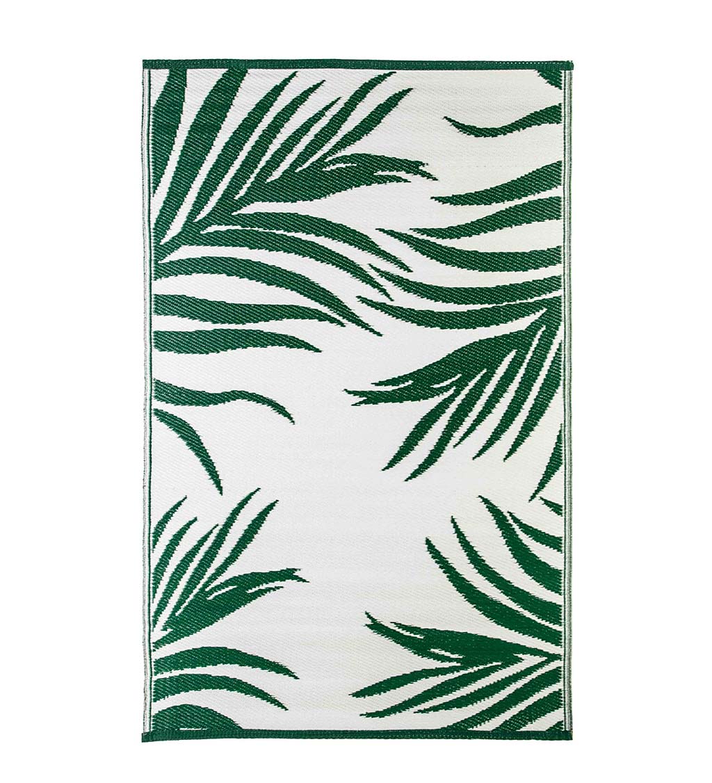 Reversible Weather-Resistant Rug 3'x5' Green Palms