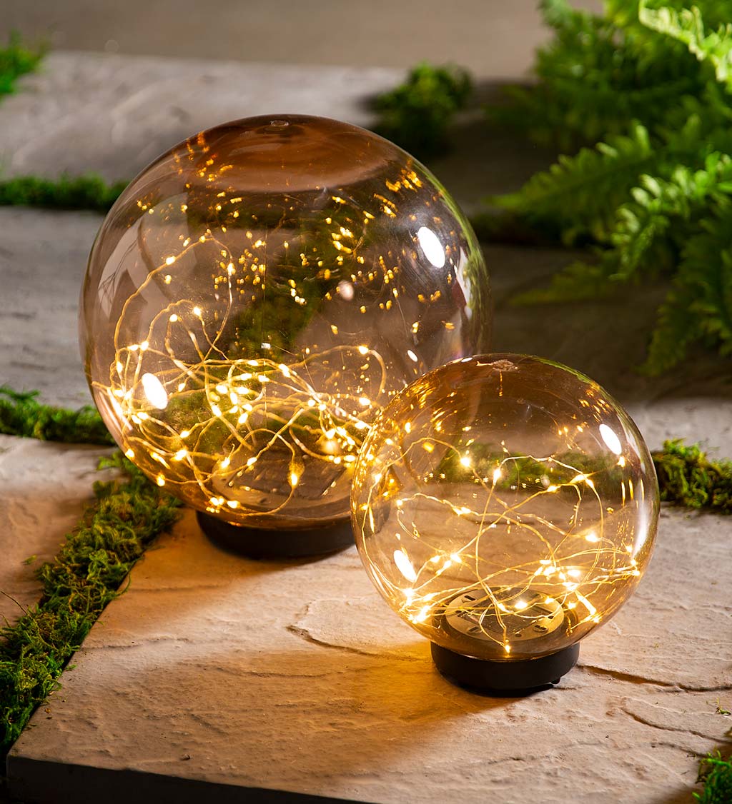Amber Solar Lighted Globe Stake Collection
