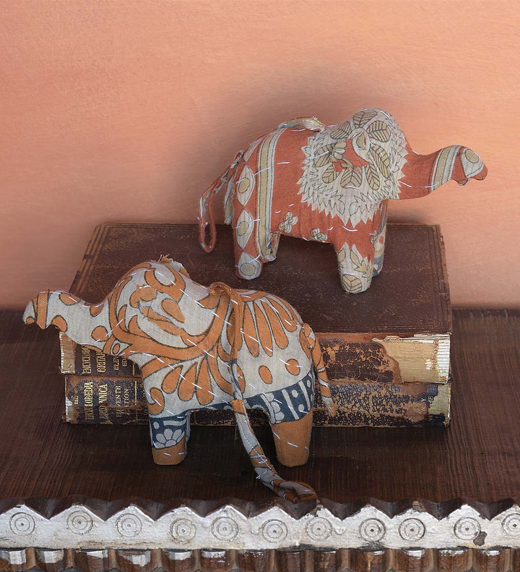 Vintage Sari Elephant Ornament