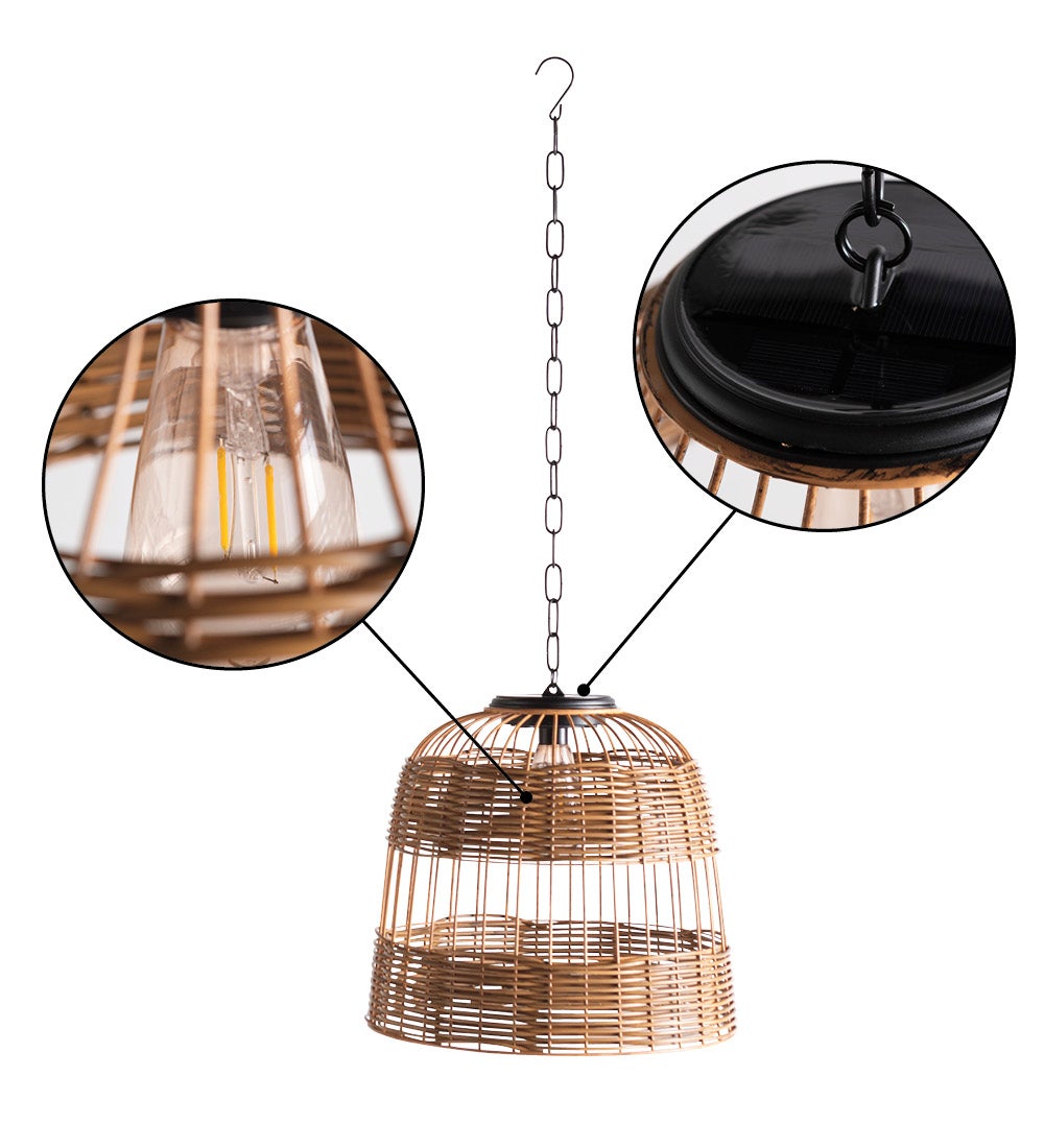 All-Weather Wicker Solar Pendant Lamp Collection