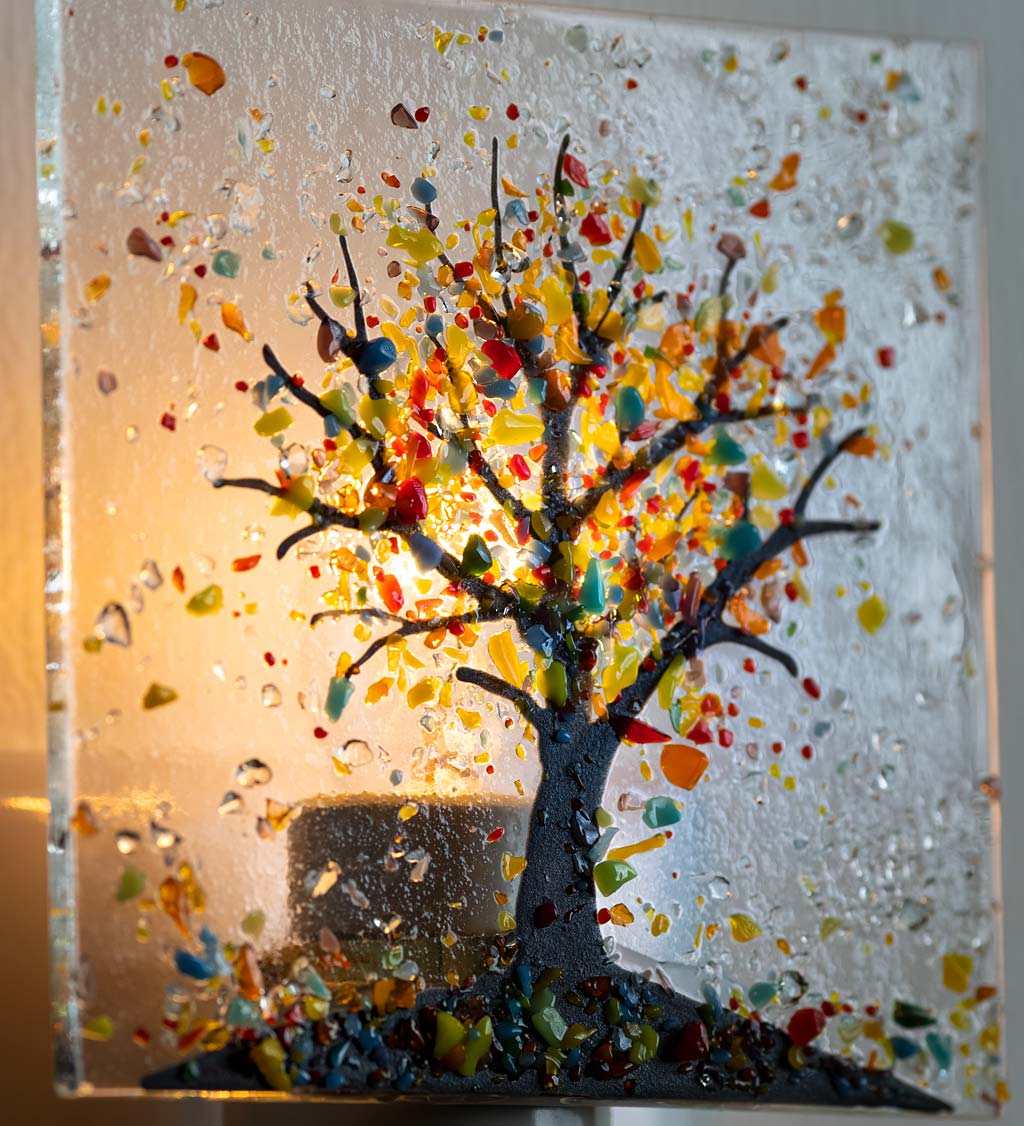 Fused Glass Rainbow Tree of Life Nightlight