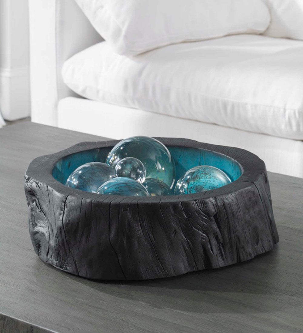 Kona Aqua Modern Decorative Wood Bowl