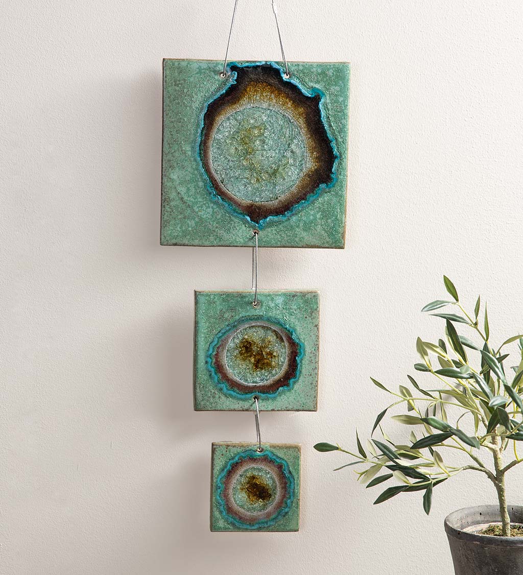 3-Tiered Ceramic and Glass Tile Wall Hanging