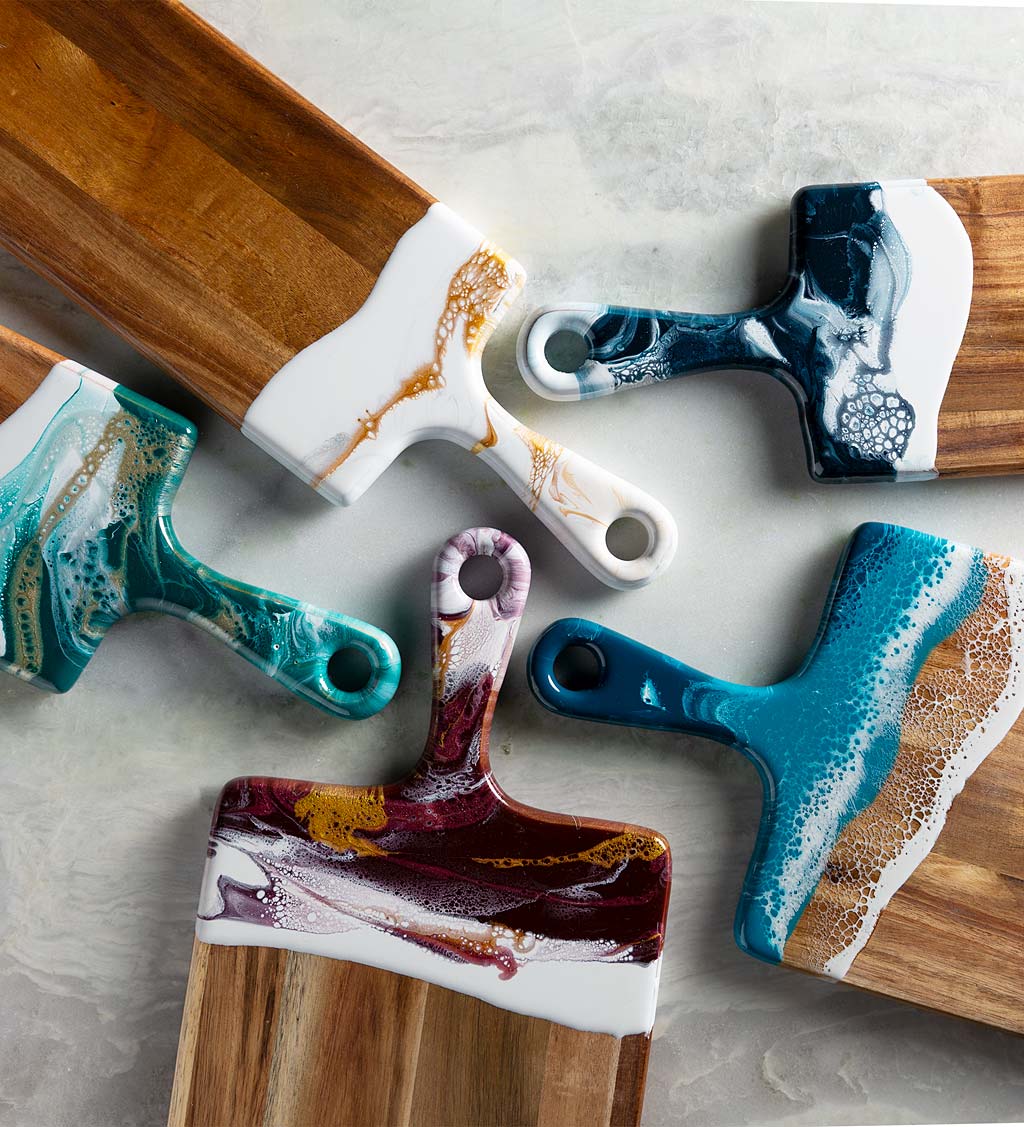Eco-Resin Accented Cheese and Charcuterie Serving Boards