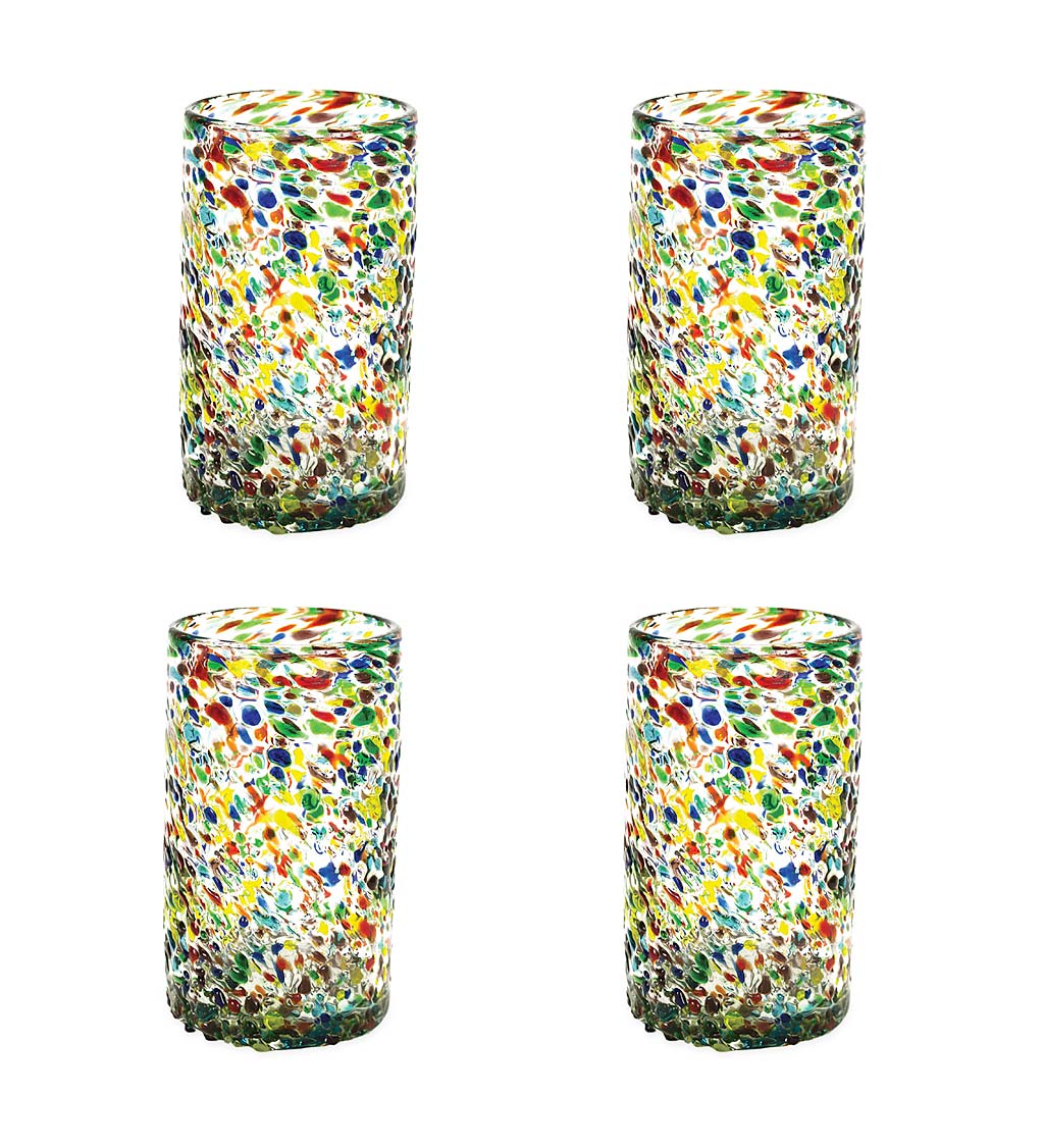 Recycled Glass Confetti Pint Glasses, Set of 4
