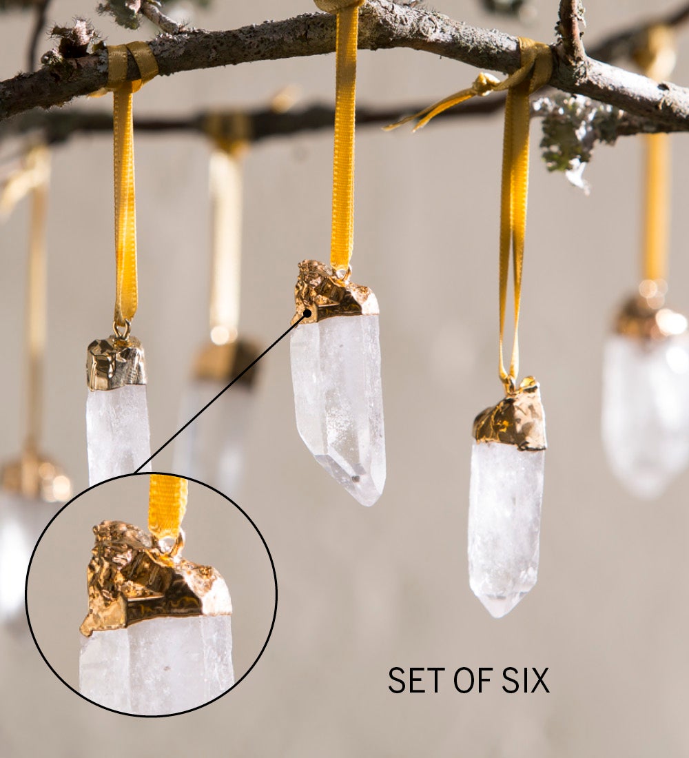 Quartz Crystal & Gold-Tipped Ornaments