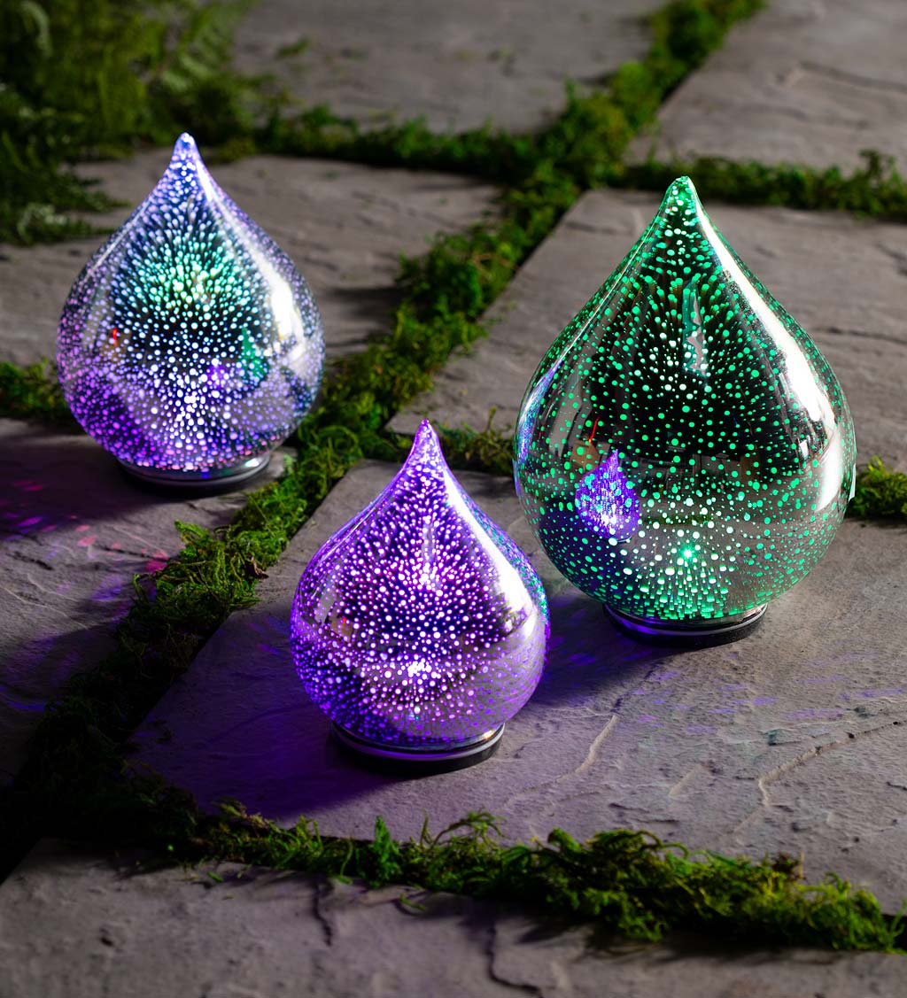 Multi-Colored 3D Glass Teardrop Lamps, Set of 3
