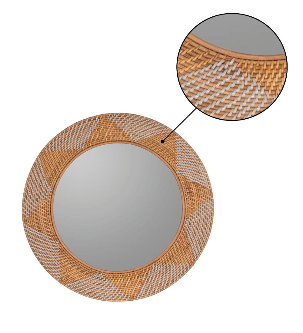 Woven Cane and Rattan Wall Mirror