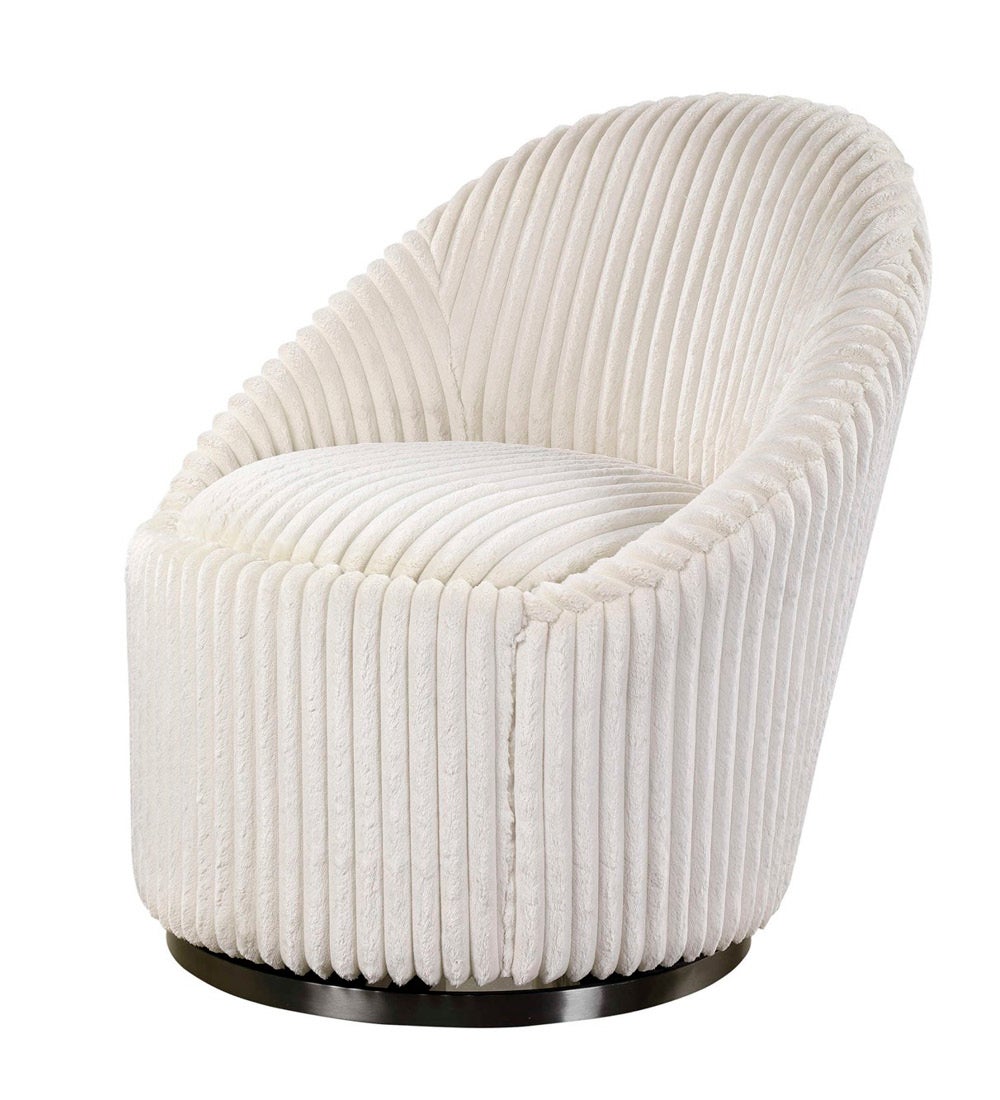 Crue Fluted Chenille Swivel Chair swatch image