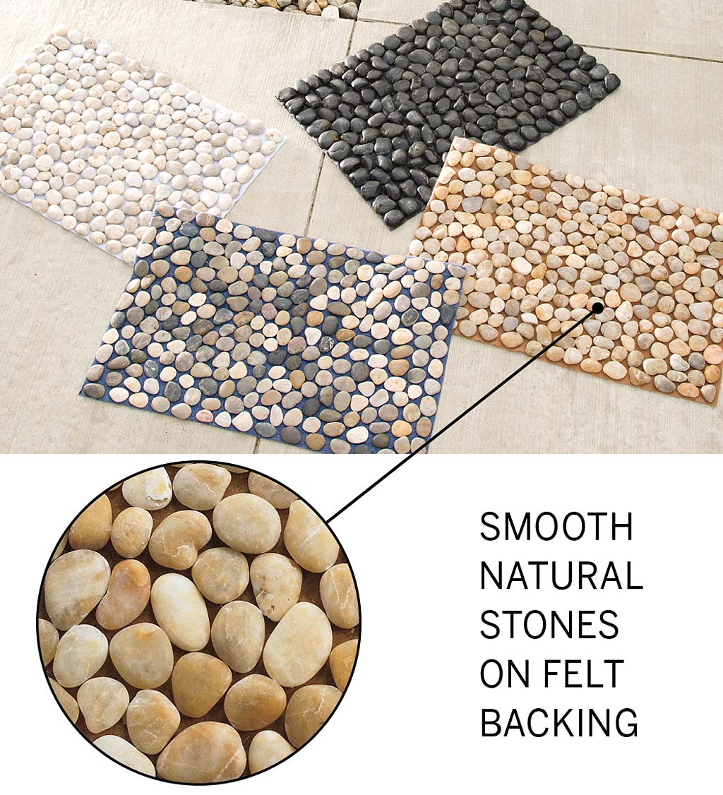 Smooth River Rock Stone Floor Mat, Indoor/ Outdoor - Multi