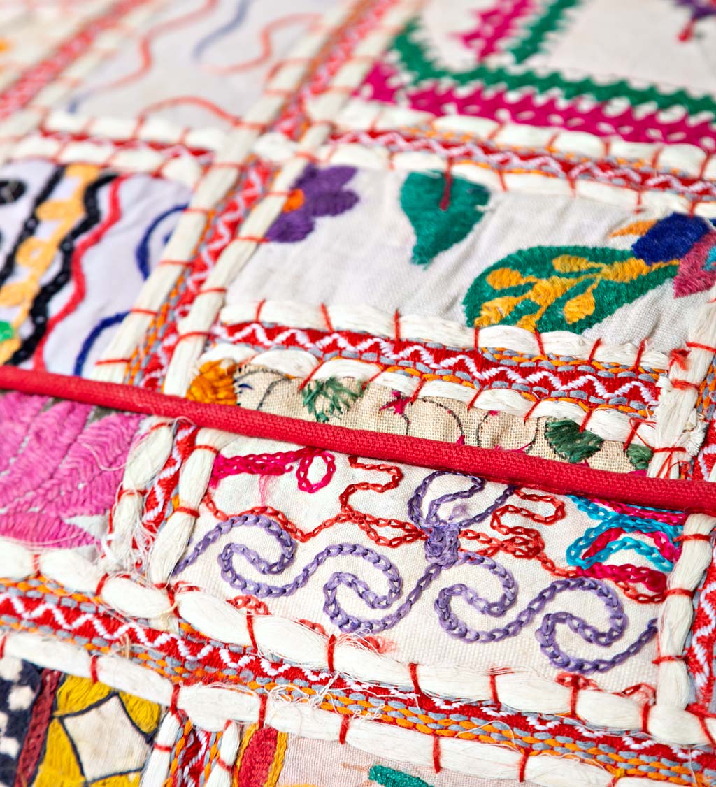 Embroidered Kantha Meditation Pouf