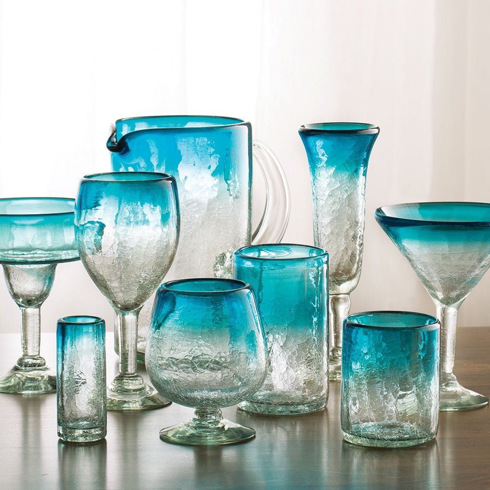 Maya Aqua Wine Glasses, Set of 4
