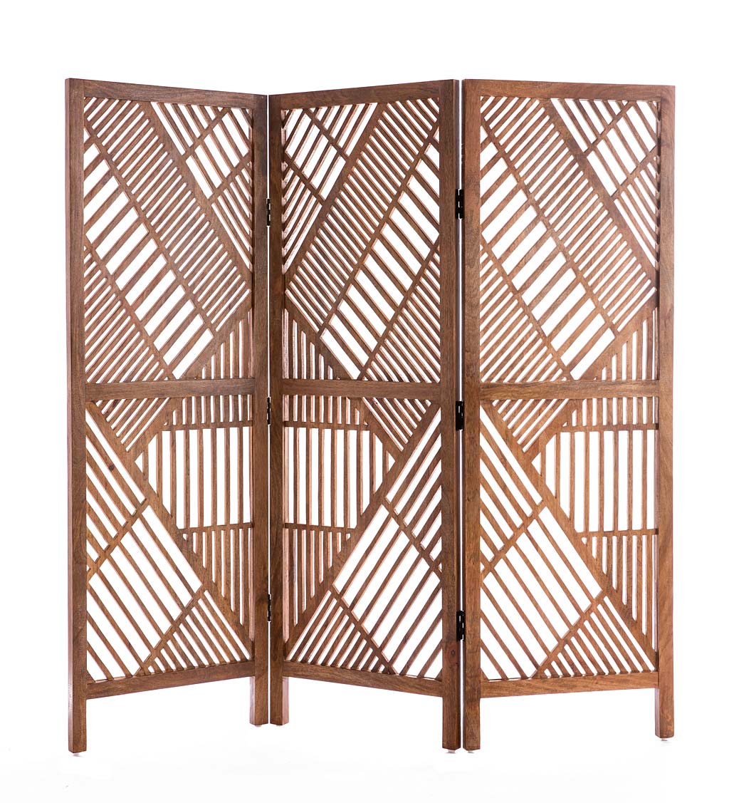 Modern Chippendale Wooden Folding Screen