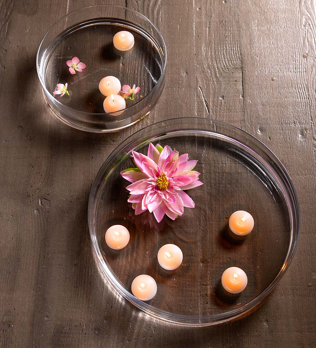 Shallow Glass Bowl for Floating Candles, Small