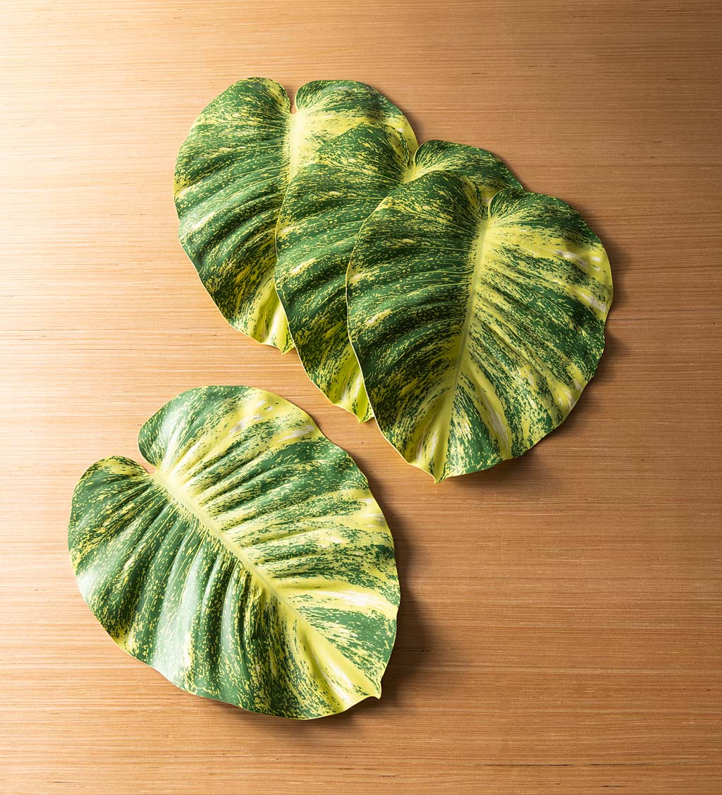 Faux Tropical Pothos Leaf Placemats, Set of 4