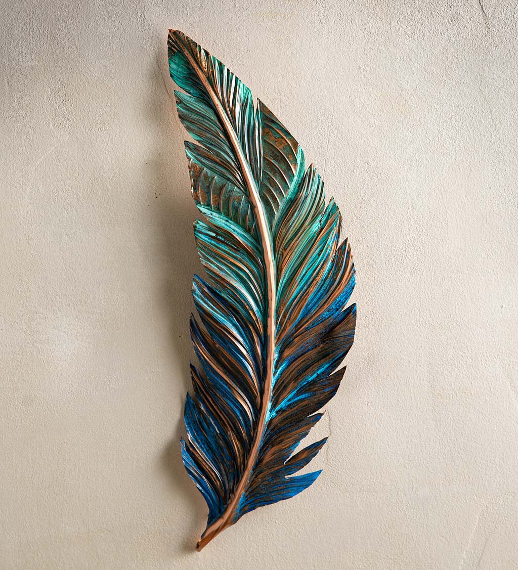Artisan-Made Floating Feather Metal Wall Art Collection