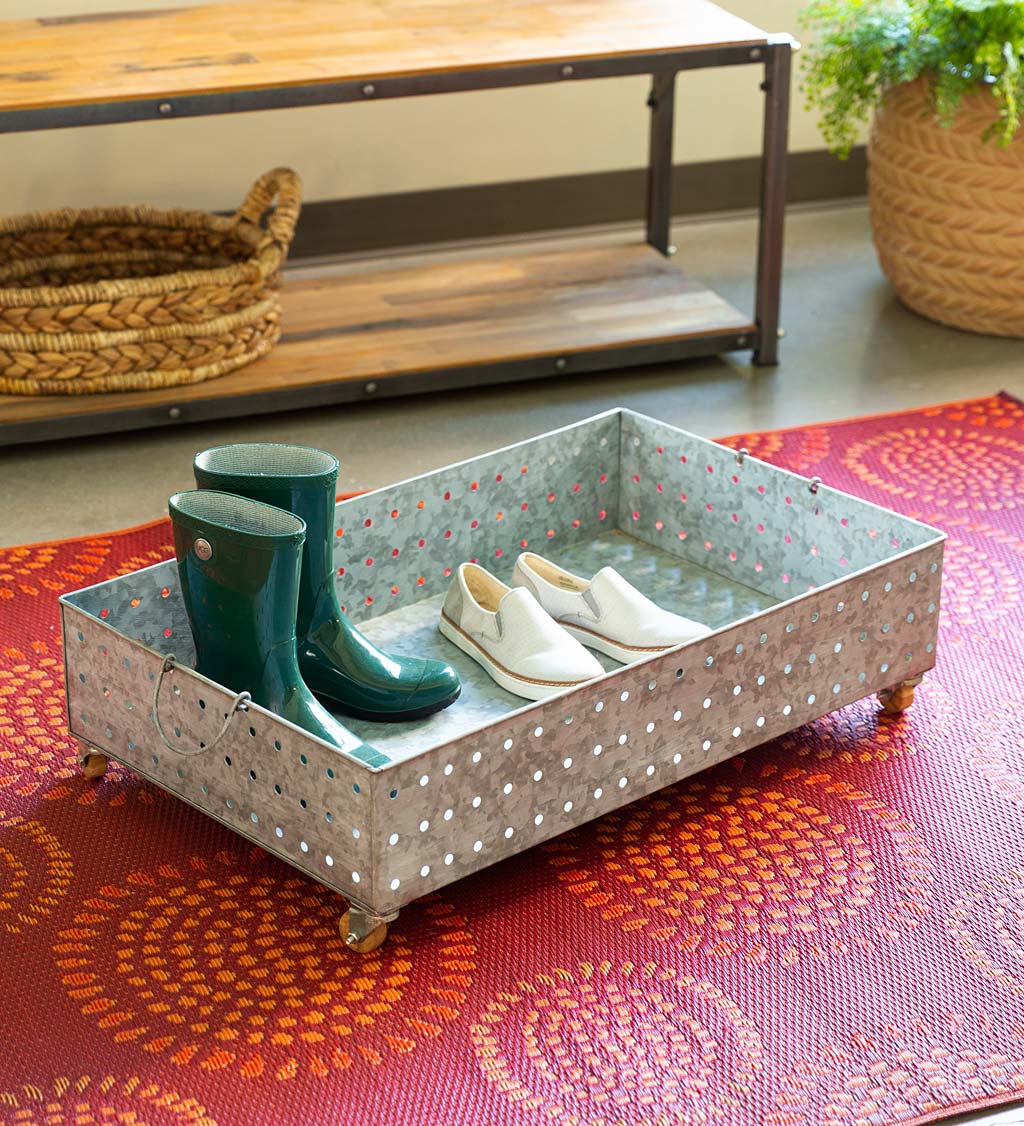 Hole Punched Galvanized Steel Rolling Boot Tray