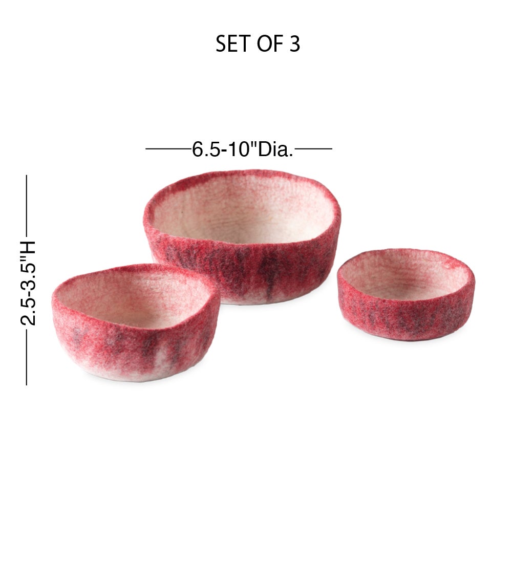 Ombre Felted Wool Bowls, Set of 3