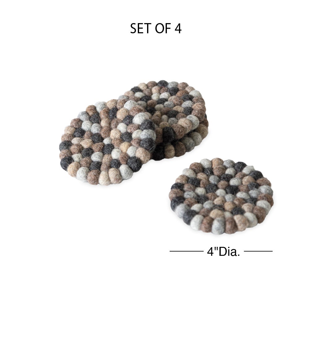 Felted Wool Pebble Coasters and Trivet Set Collection