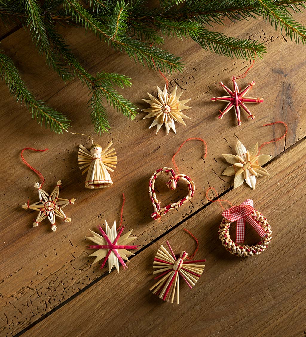 Straw Ornaments Gift Box, Set of 29