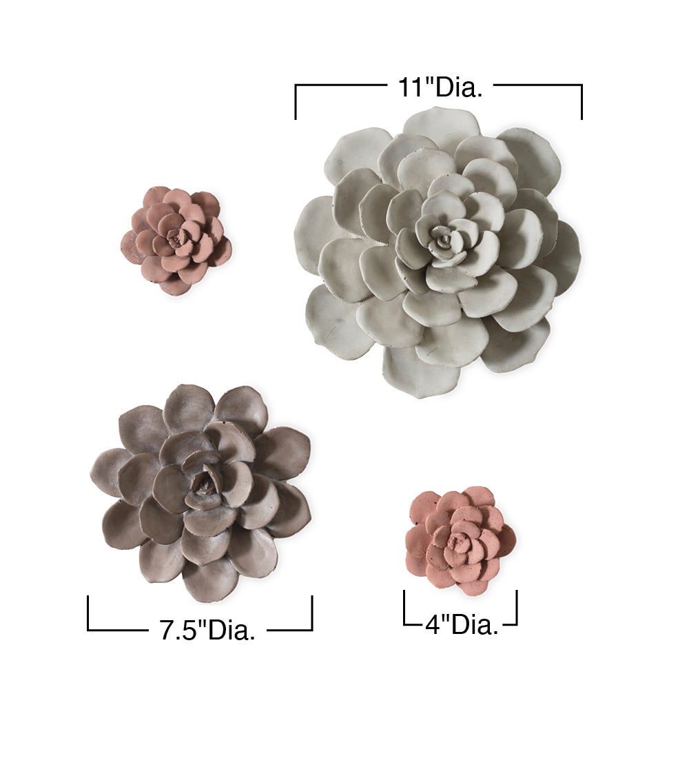 Concrete Wall Flowers, Set of 4