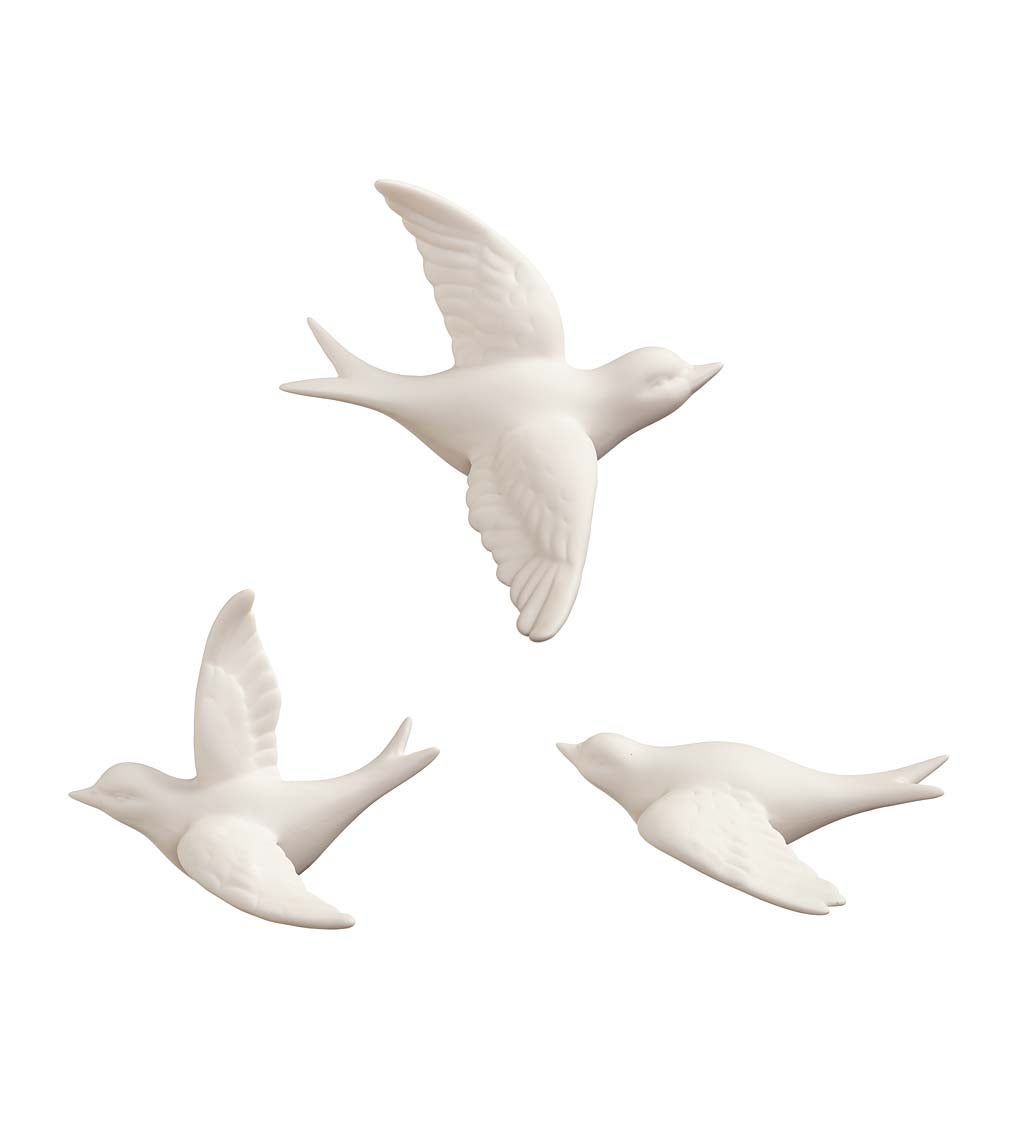 Birds in Flight Ceramic Wall Art, Set of 3
