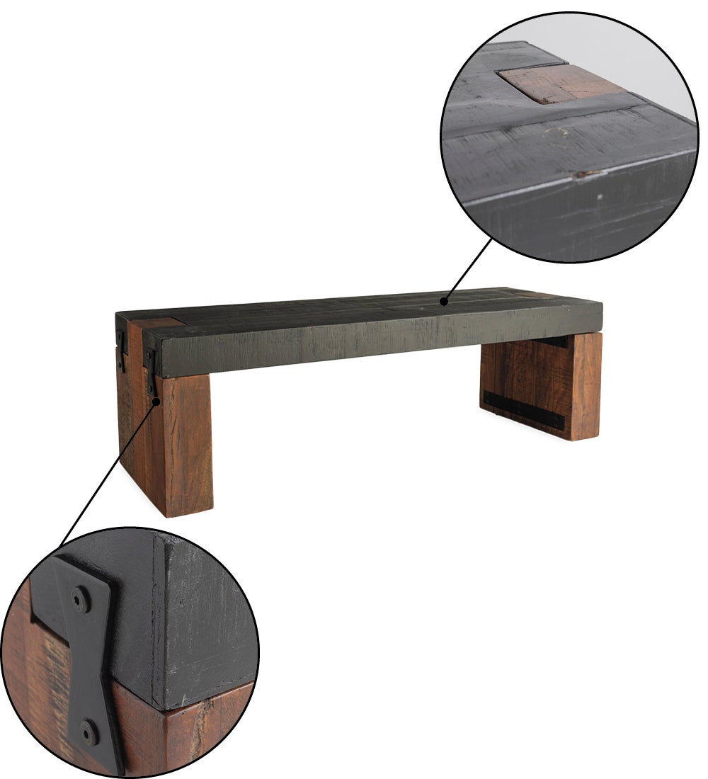 Indoor / Outdoor Reclaimed Two-Tone Block Bench