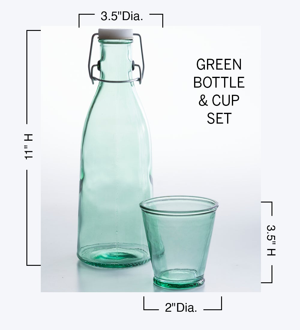 Recycled Glass Milk Bottle and Cup Set