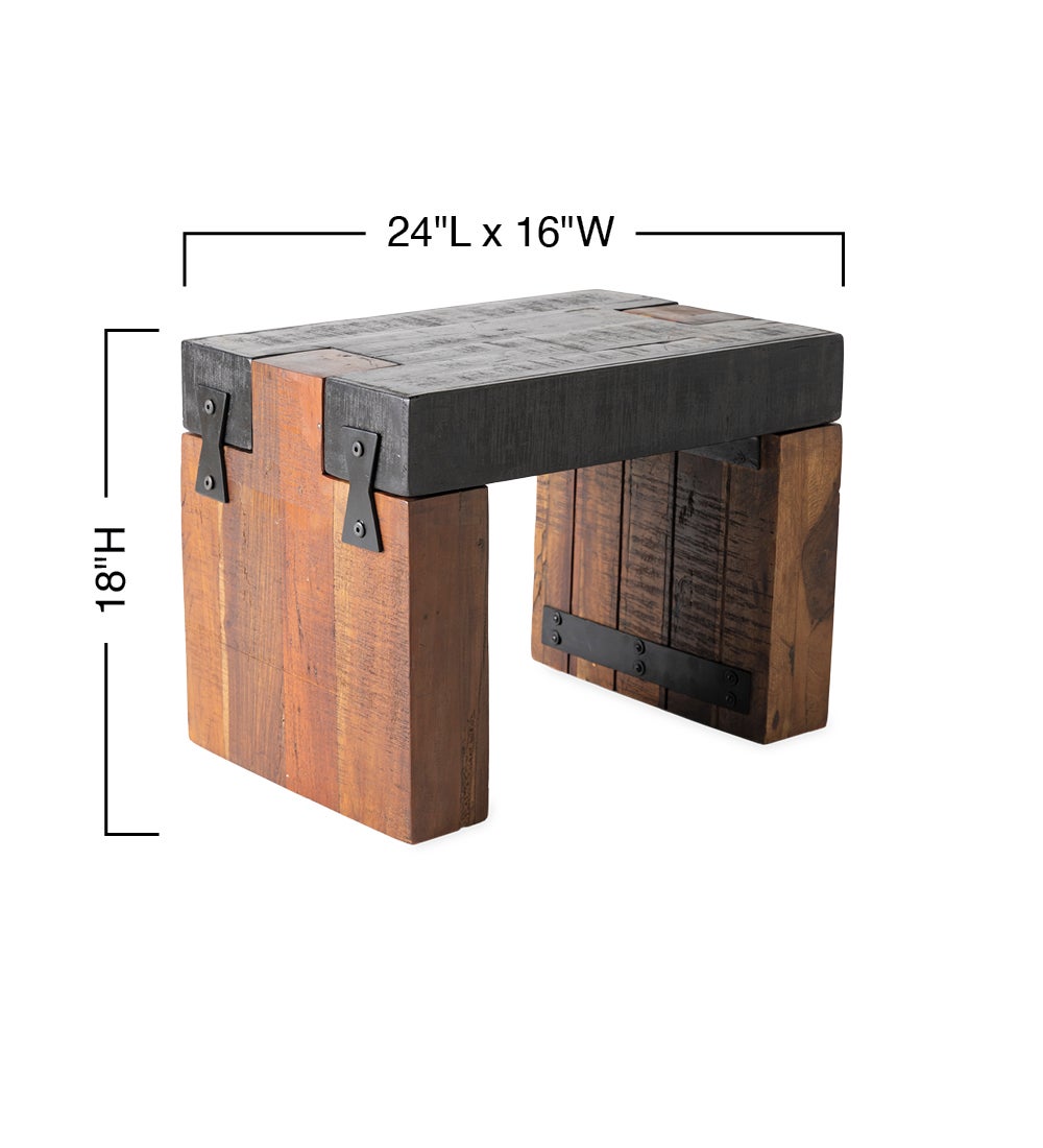Indoor / Outdoor Reclaimed Two-Tone Block Stool