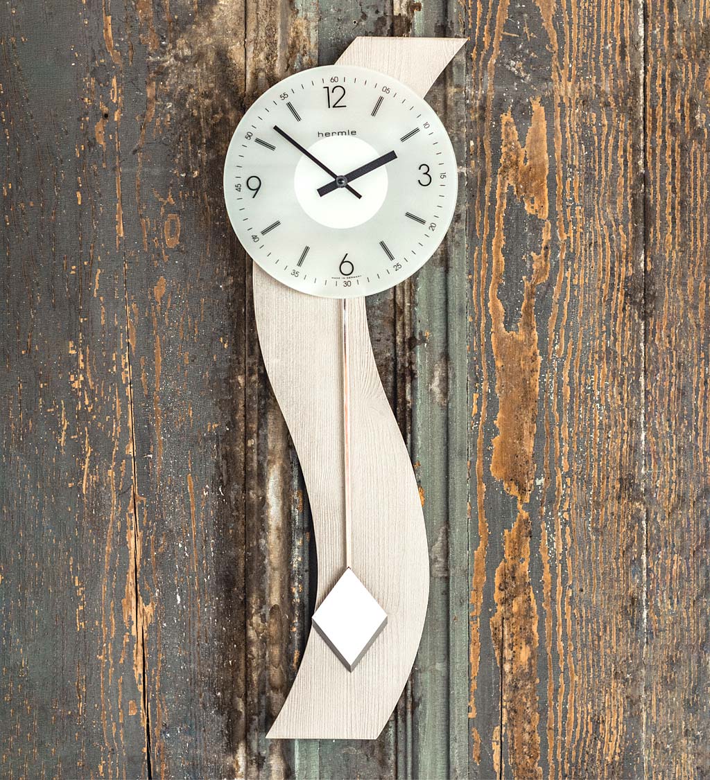 Curved Modern Wall Clock with Pendulum