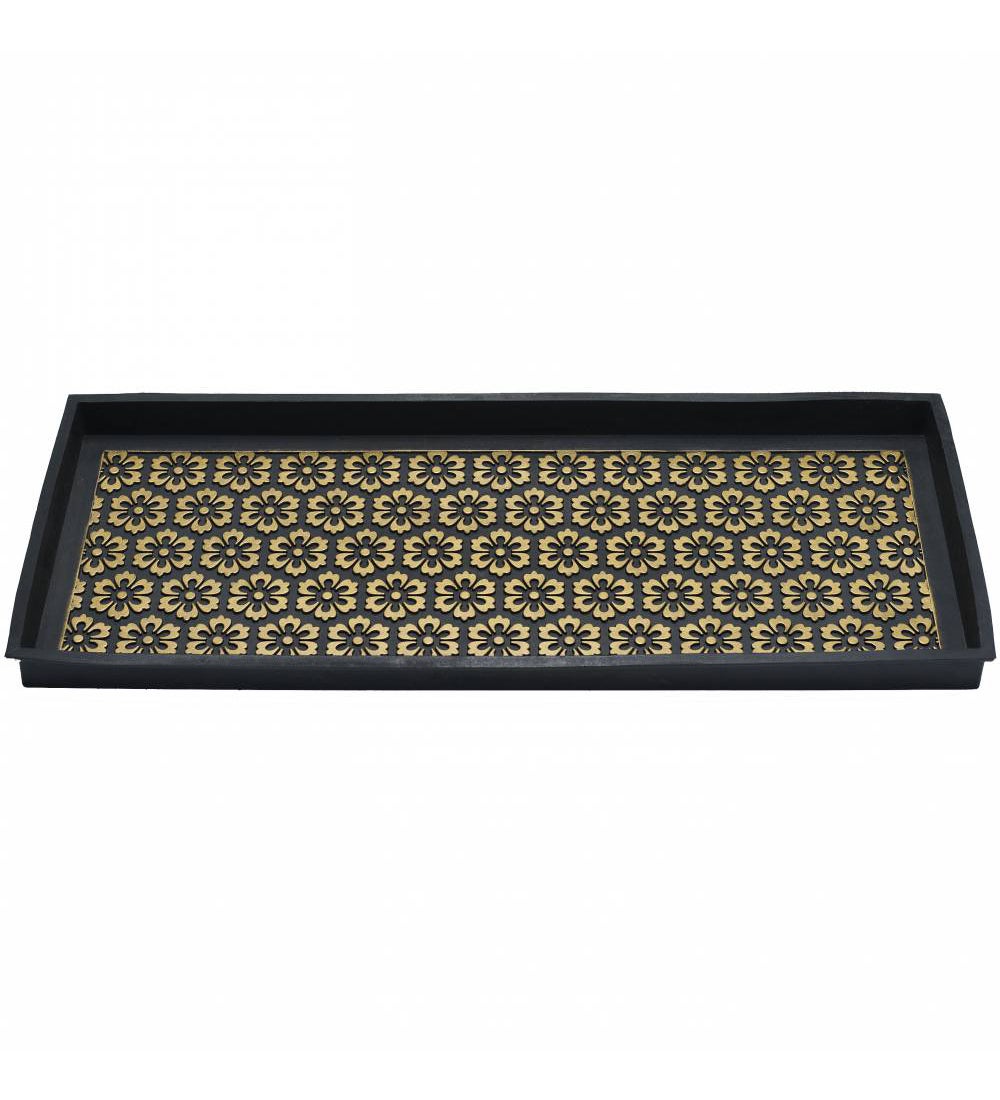 Brass-Brushed Flower Rubber Boot Tray