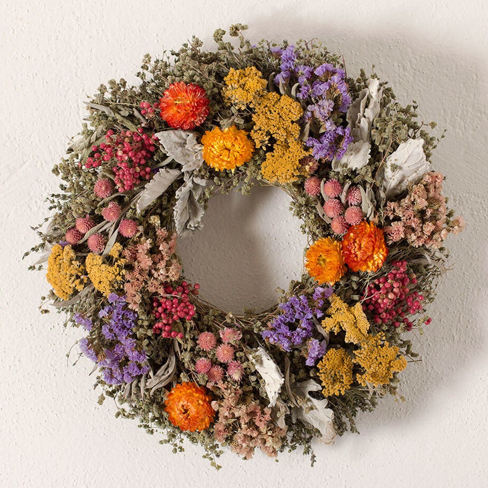 Organic Bold Colors Floral Wreath without Hanger
