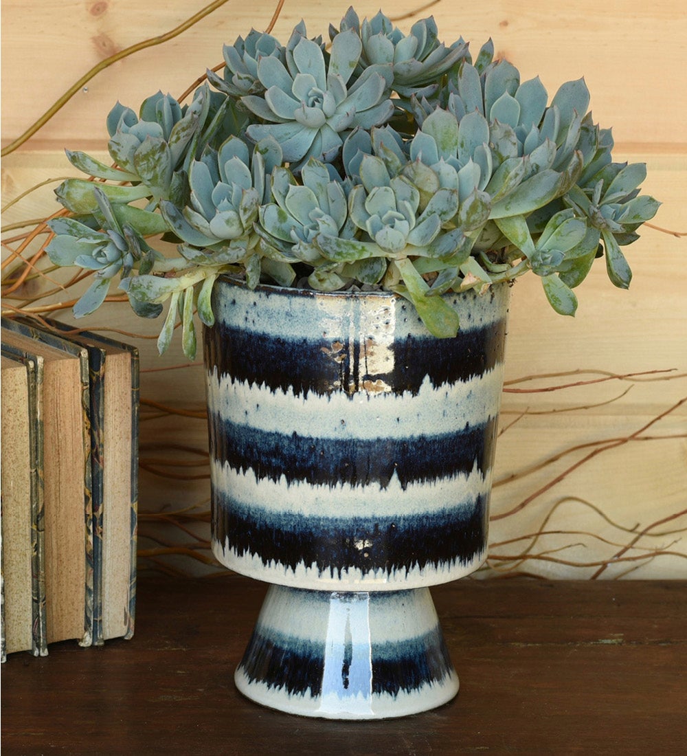 Toku Indigo Stripe Ceramic Vase