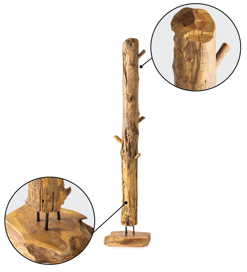 Rustic Teak Wood Coat Rack