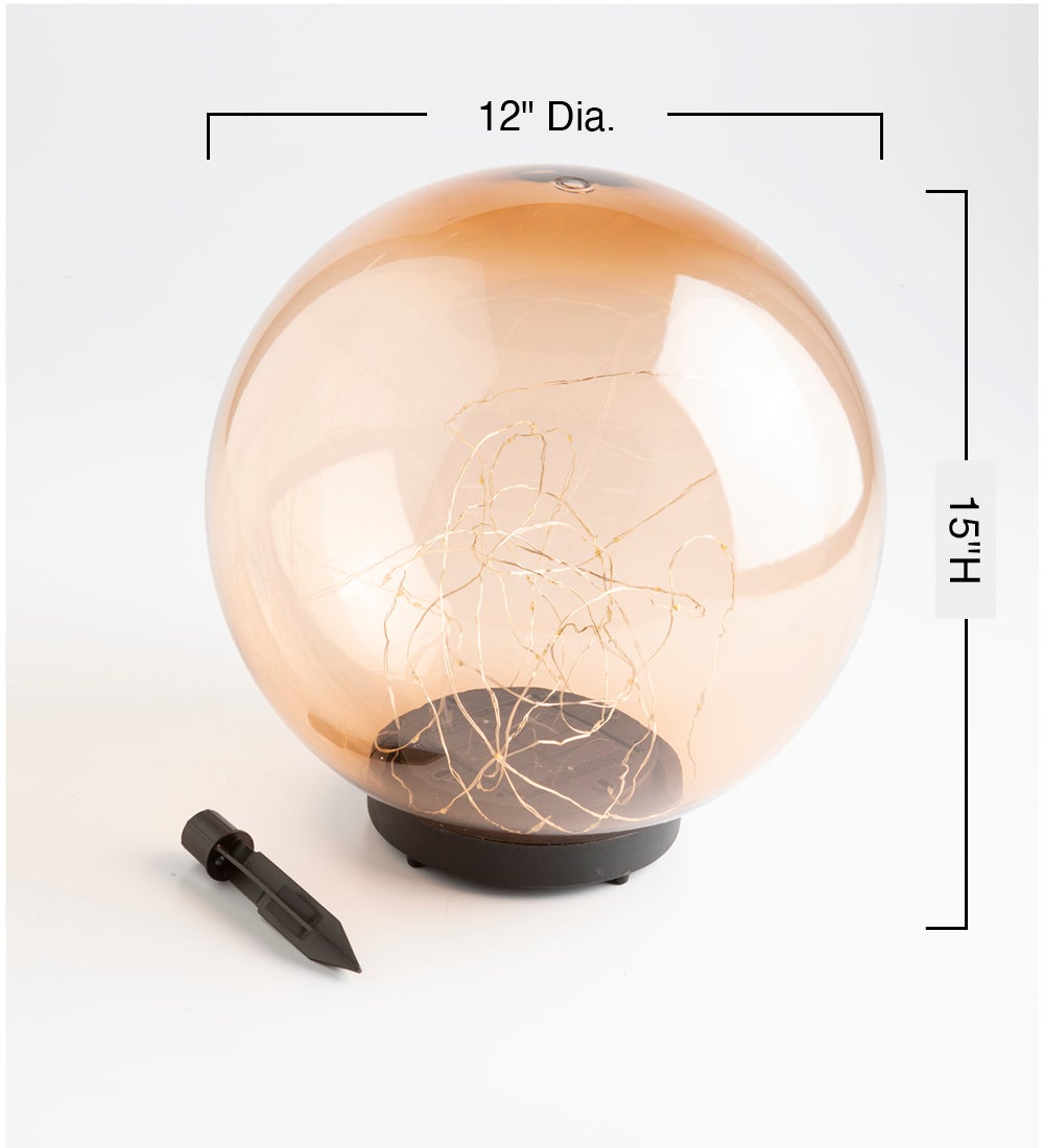 Amber Solar Lighted Globe Stake, Small