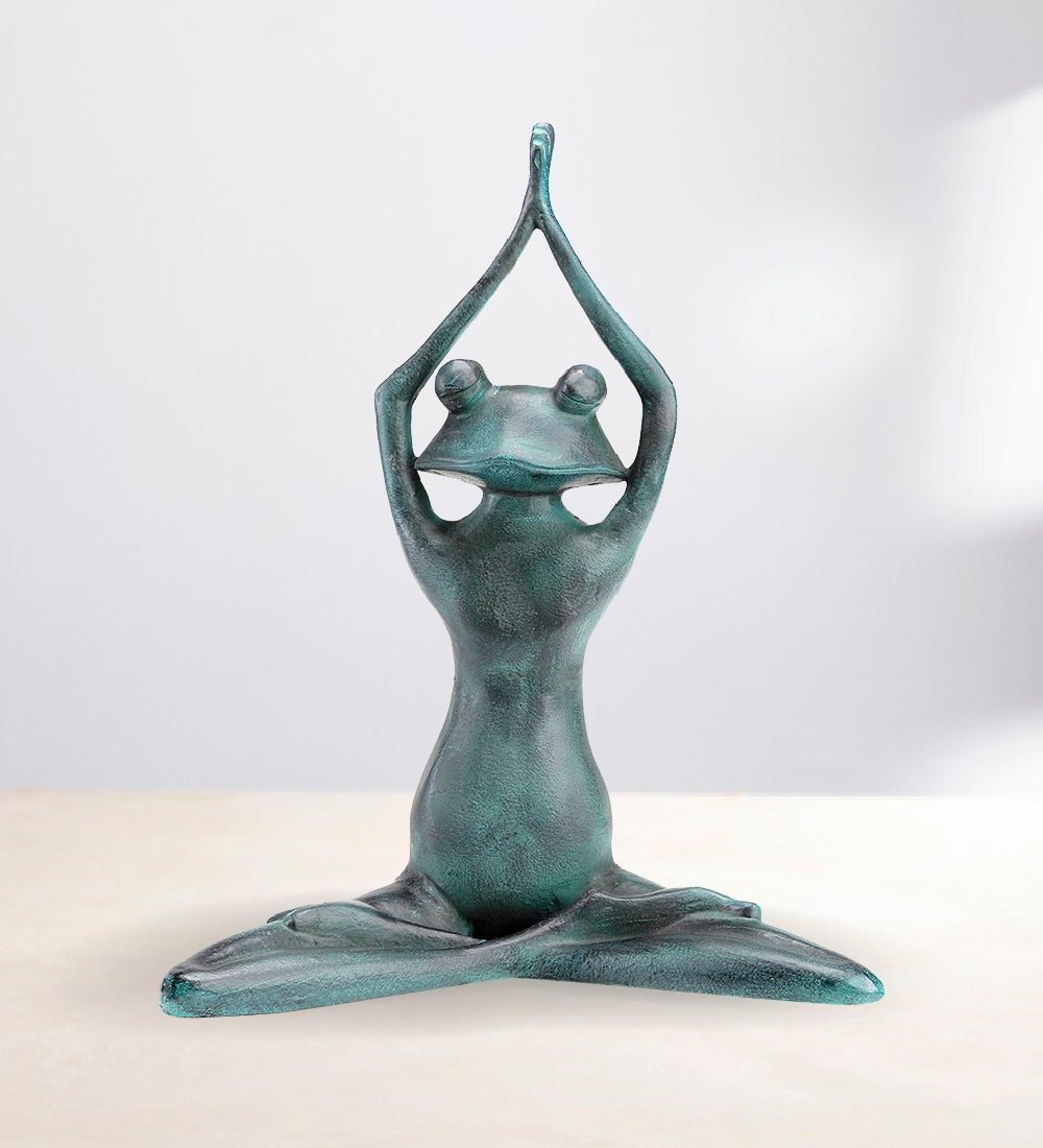 Stretching Yoga Frog Garden Sculpture