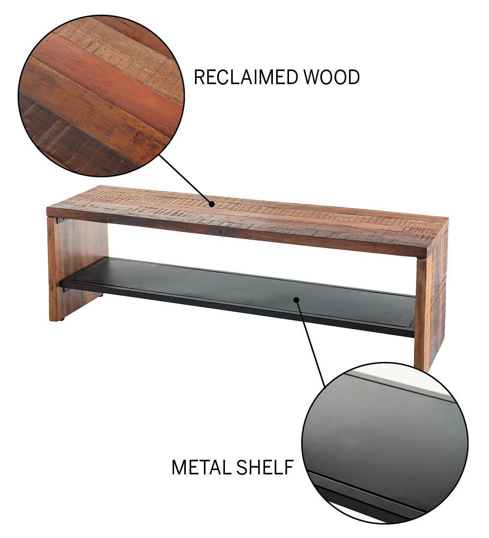Upcycled Wood and Metal Indoor/ Outdoor Bench