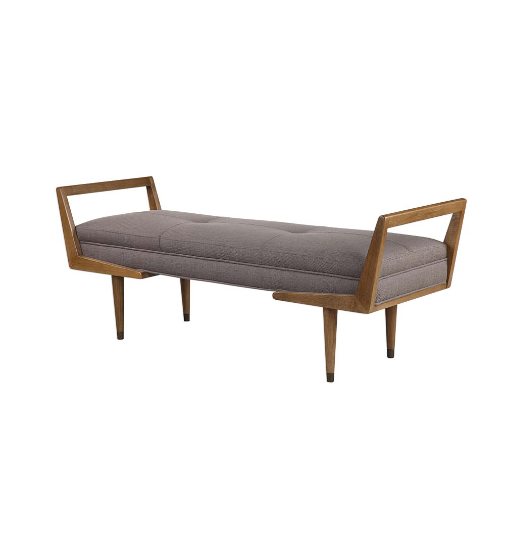 Mid Century Wood&Upholstered Bench