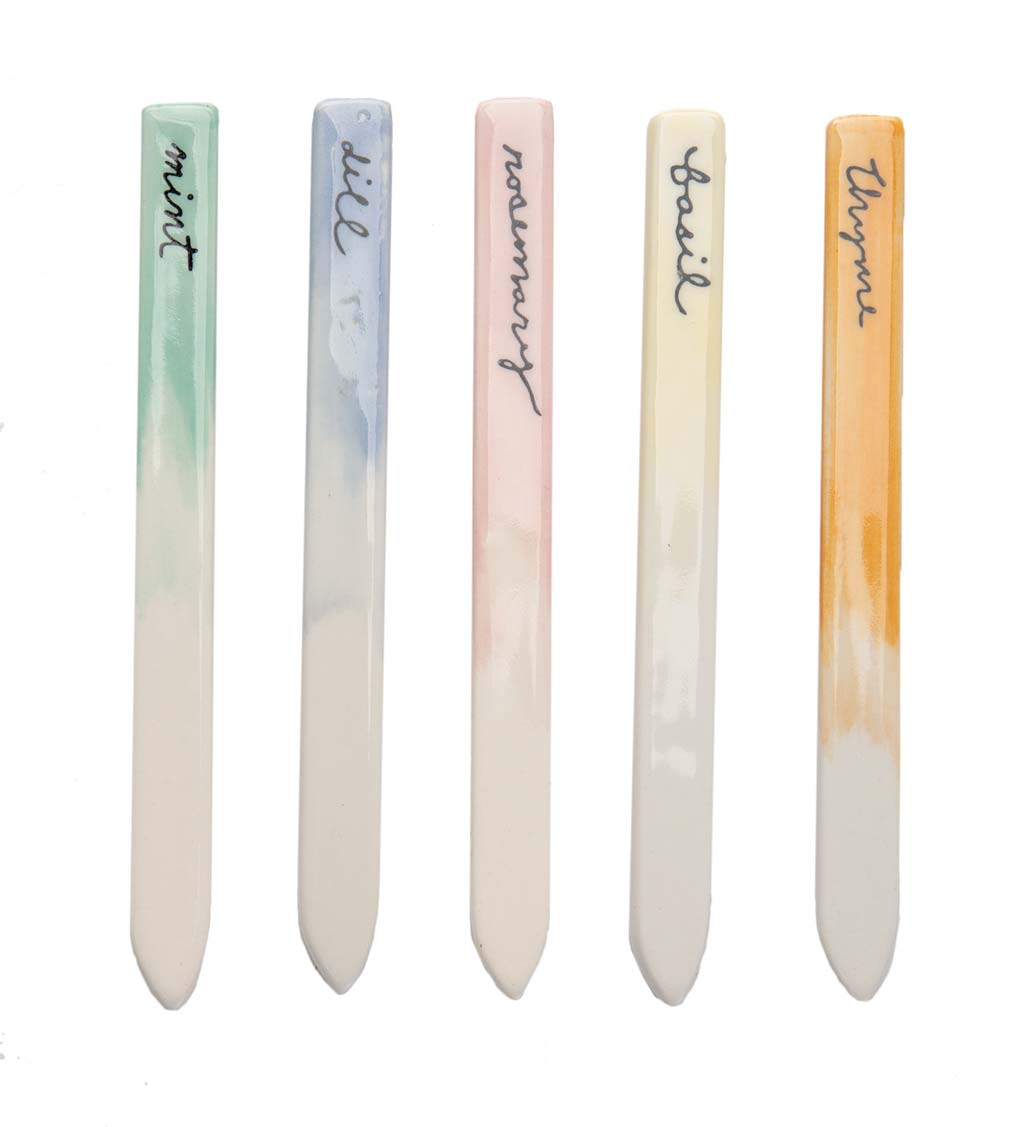 Watercolor Herb Plant Markers, Set of 5