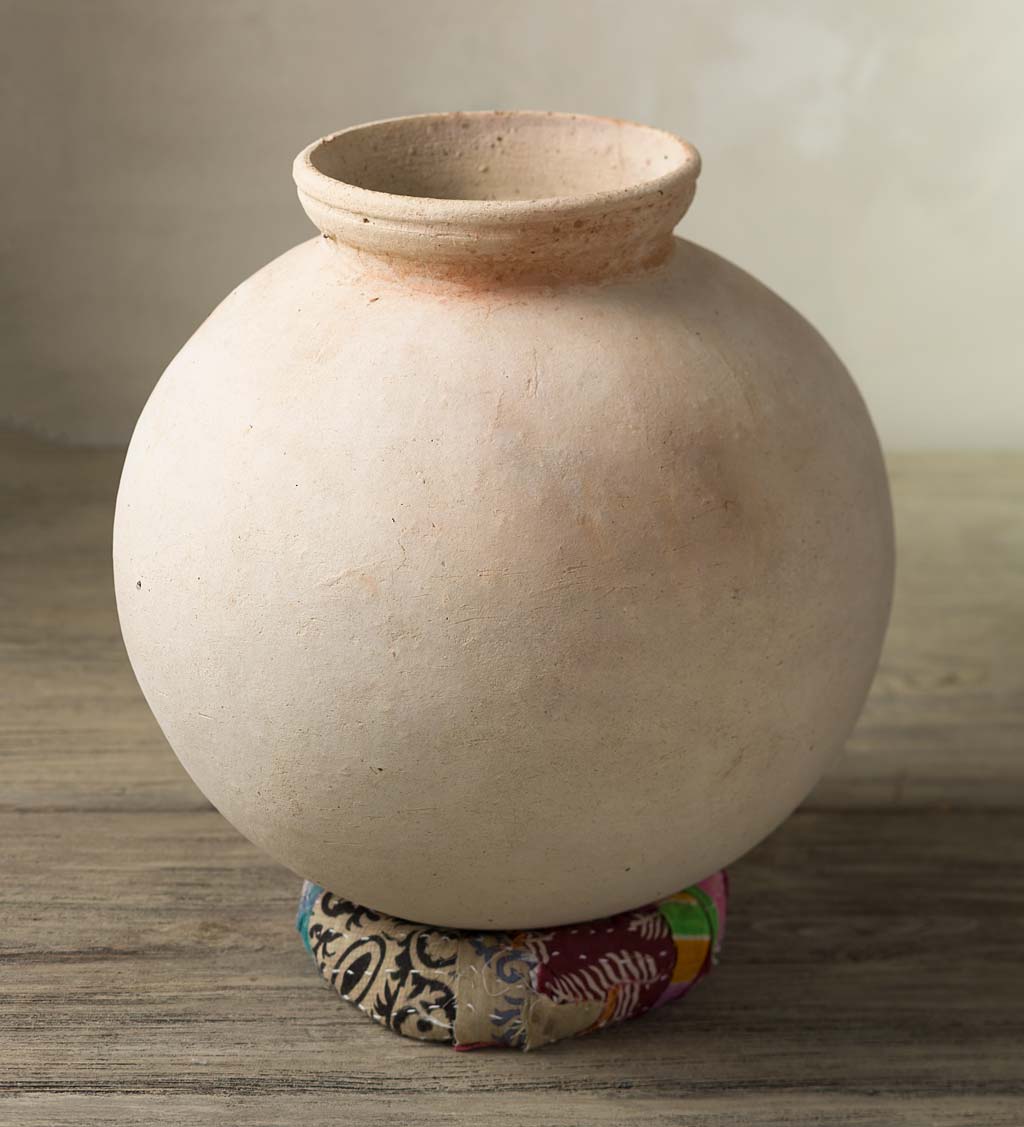 Terracotta Decorative Vase on Kantha Ring Stand