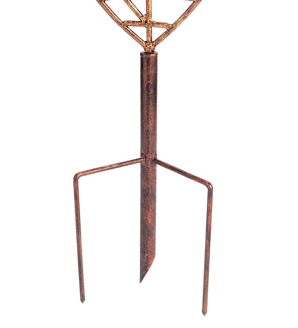 Handcrafted Golden-Colored Metal Geometric Garden Stake