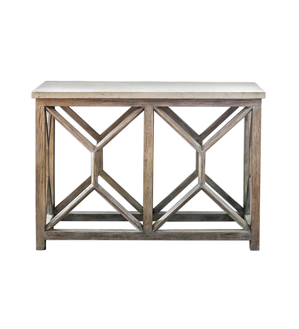 Handcrafted Stone&Wood Console Table