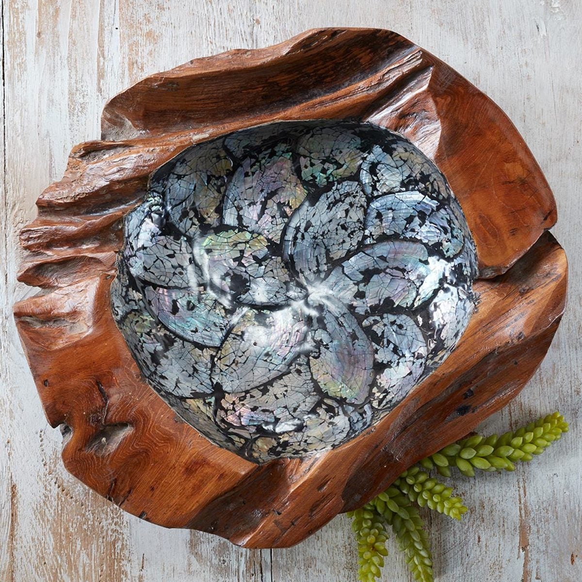 Abalone-Lined Teak Bowl