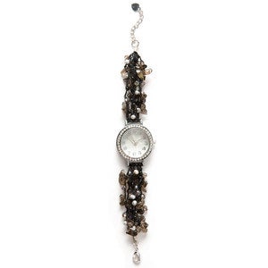 Hand-Beaded Agate And Pearl Watch - Green