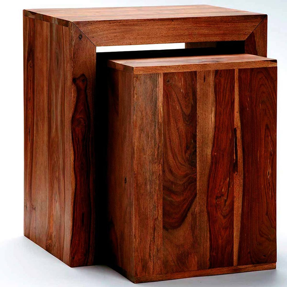 Sheesham Wood Nested Cube Table - Dark